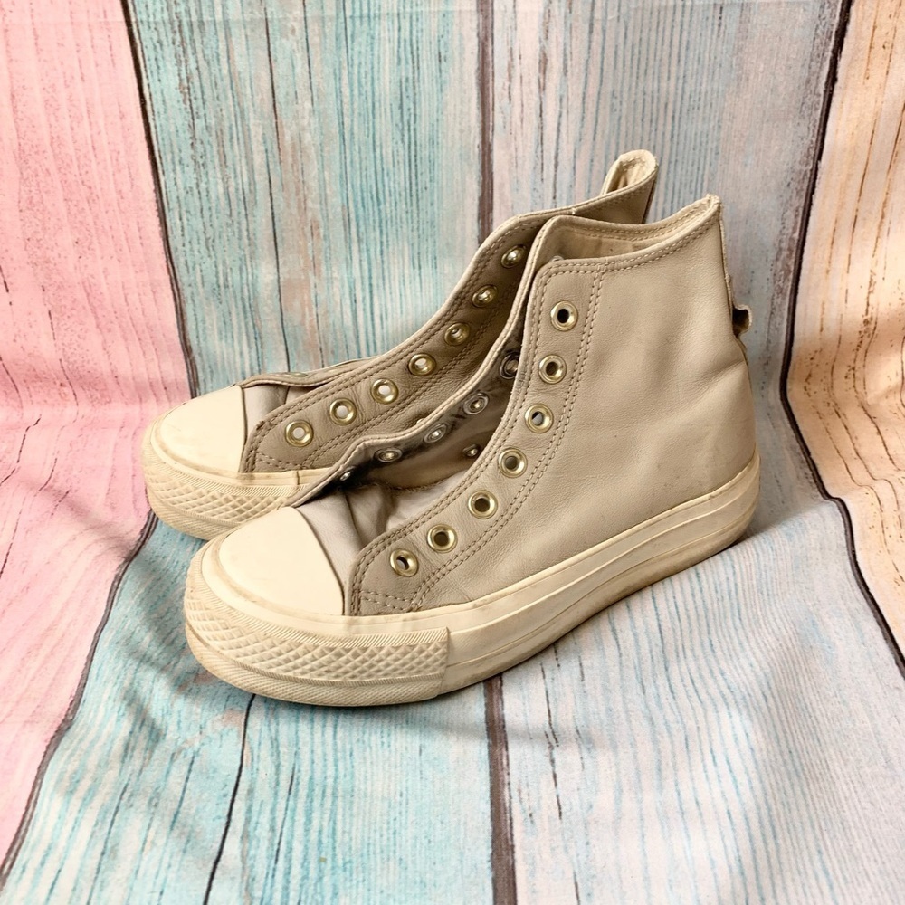 Gray high top platform converse NO SHOE LACES size 5.5 - Picture 4 of 11